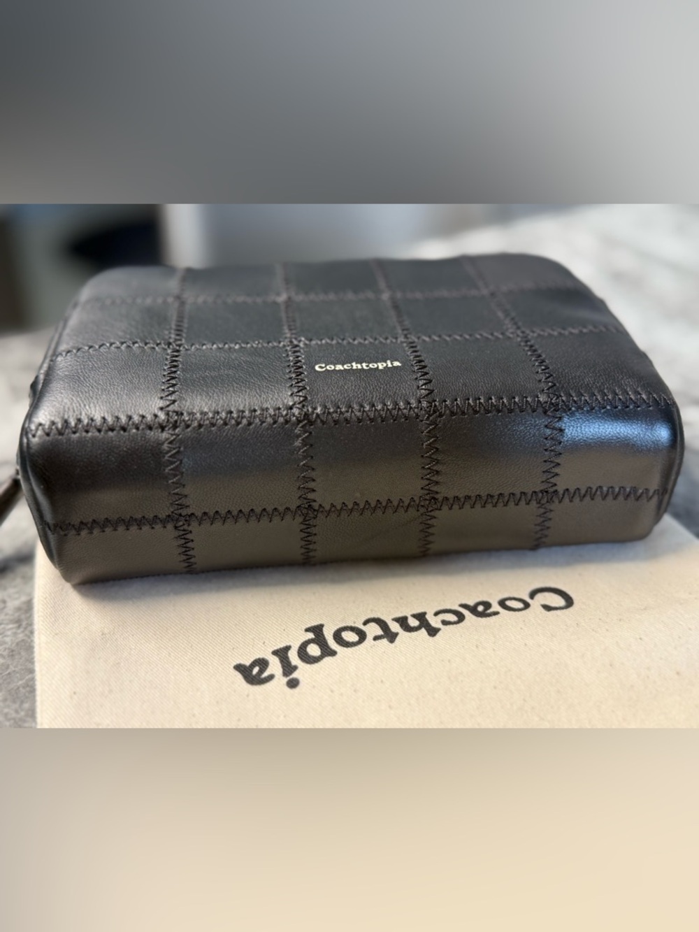 Coachtopia Cosmetic Pouch In Checkerboard Upcrafted Leather CBE90 - Picture 6 of 11